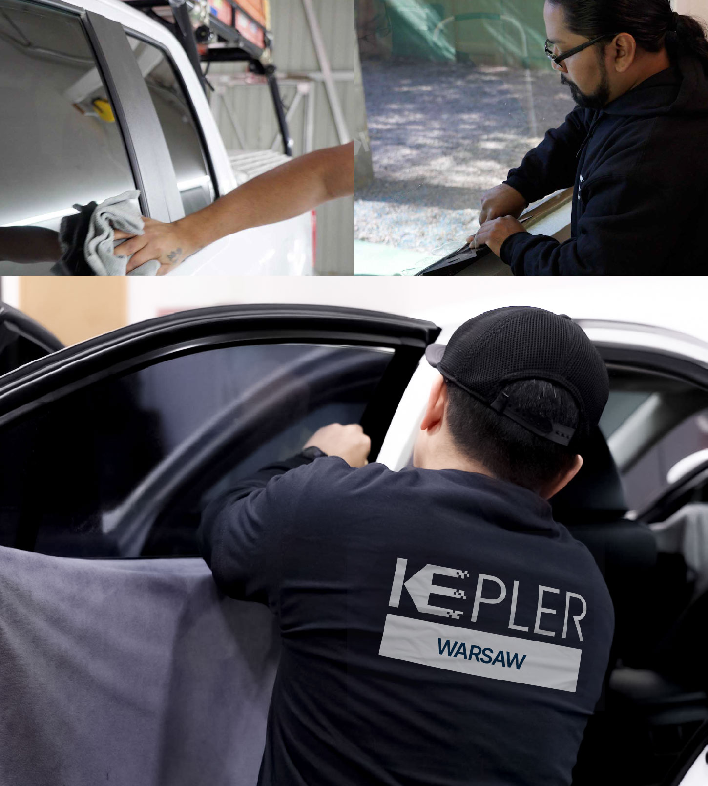 Automotive Window Tinting Expert Applying Film in Warsaw, Indiana