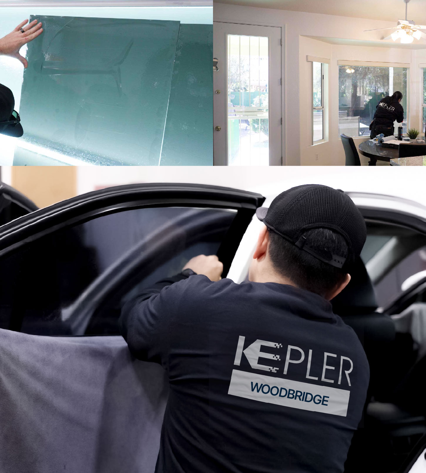 Automotive Window Tinting Expert Applying Film in Woodbridge, Virginia