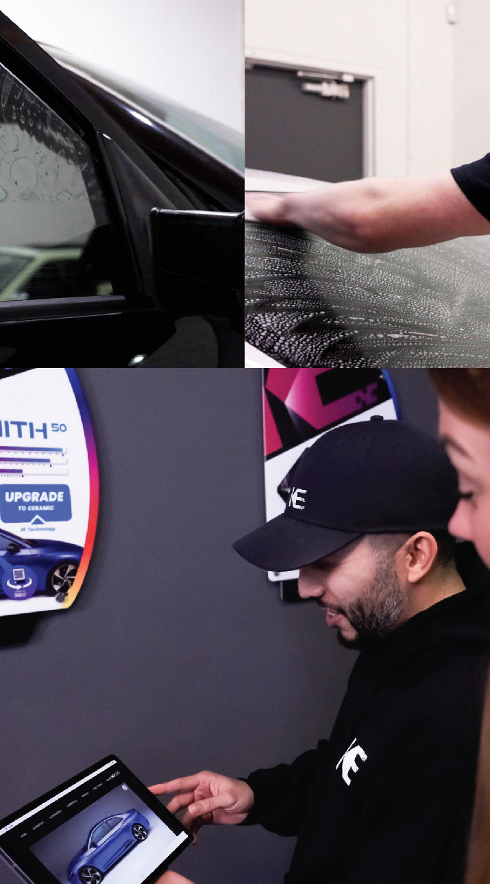 Kepler Dealer Showing Car Window Film Options to Customer in Colonial Heights, Virginia