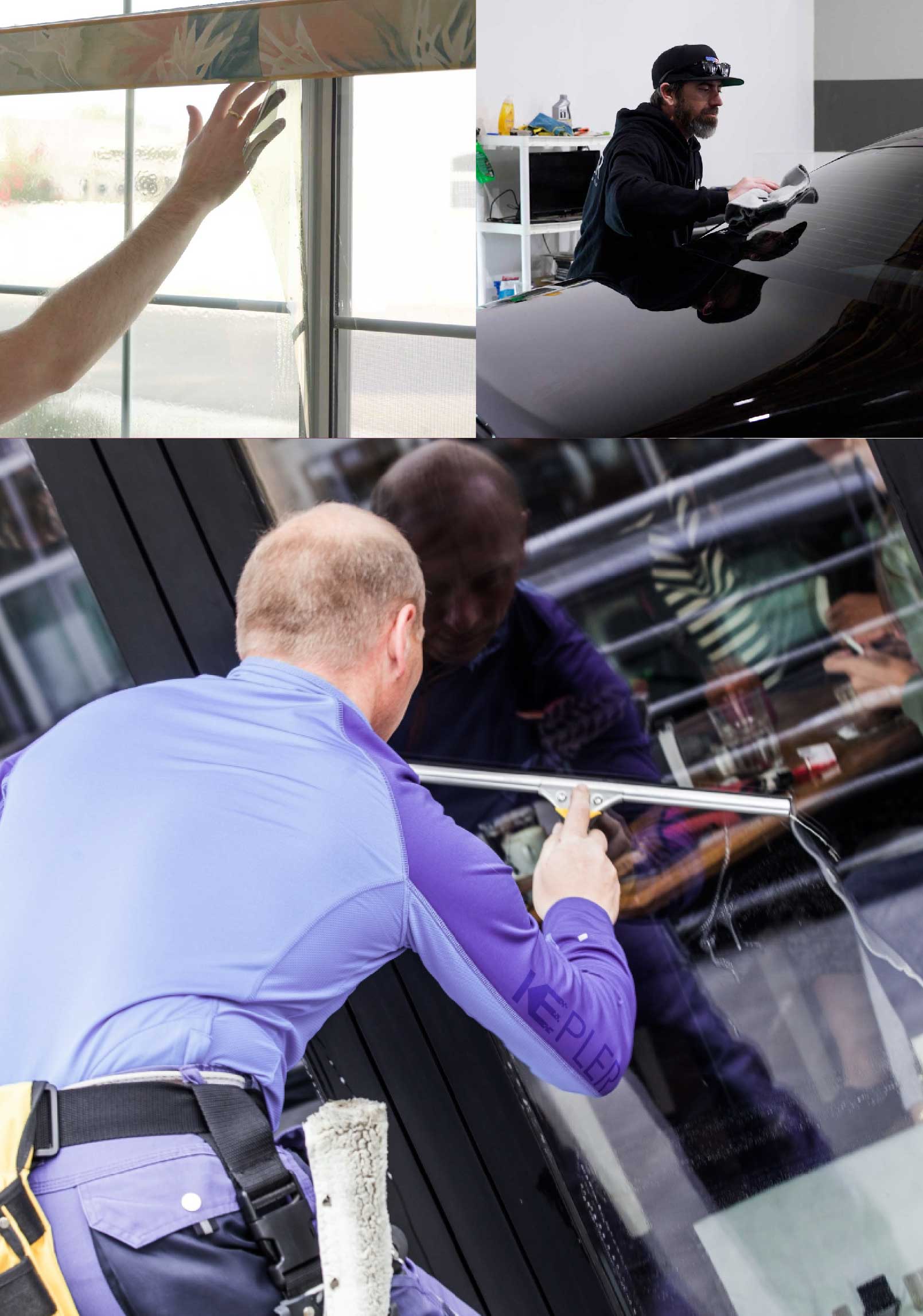 Kepler Professional Applying Anti-Graffiti Window Film to a Allen Park Shop Front
