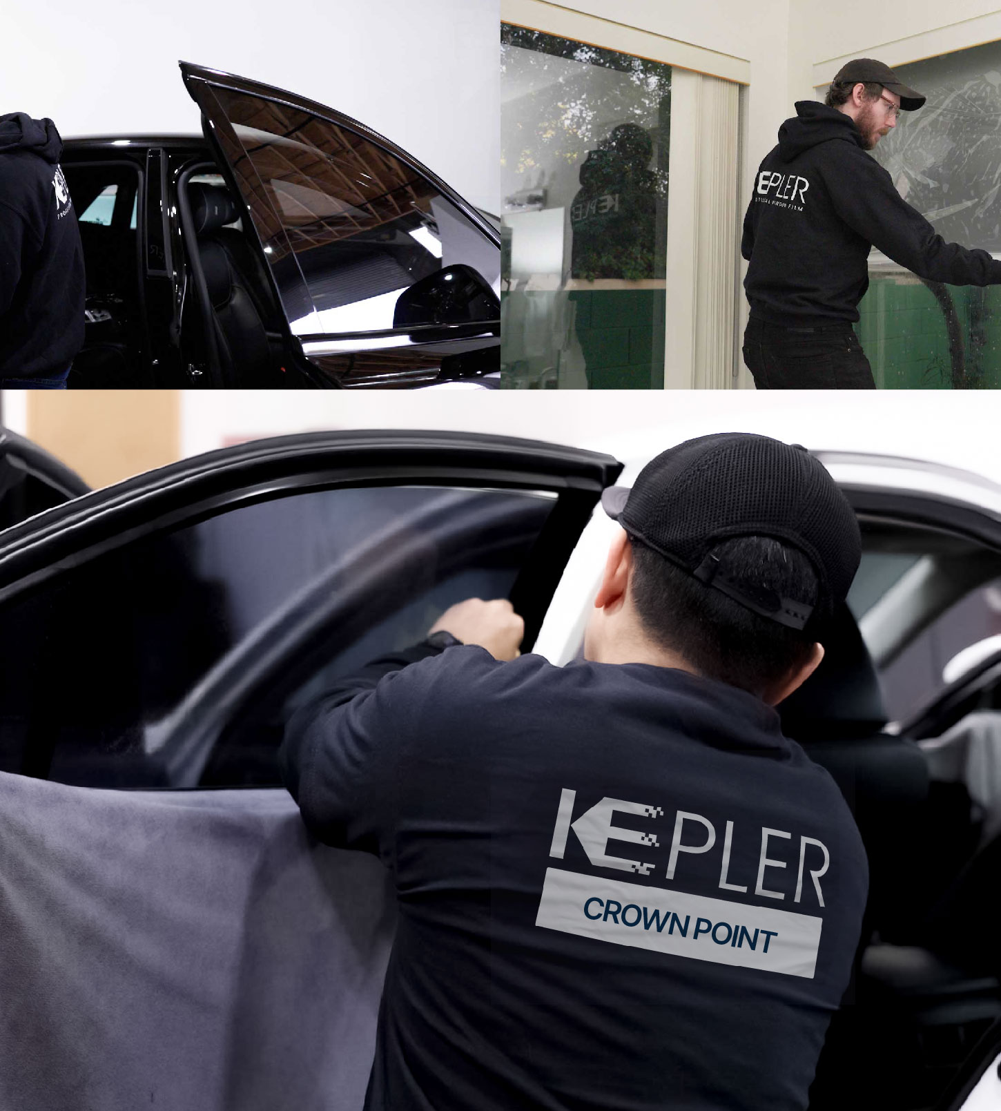Automotive Window Tinting Expert Applying Film in Crown Point, Indiana