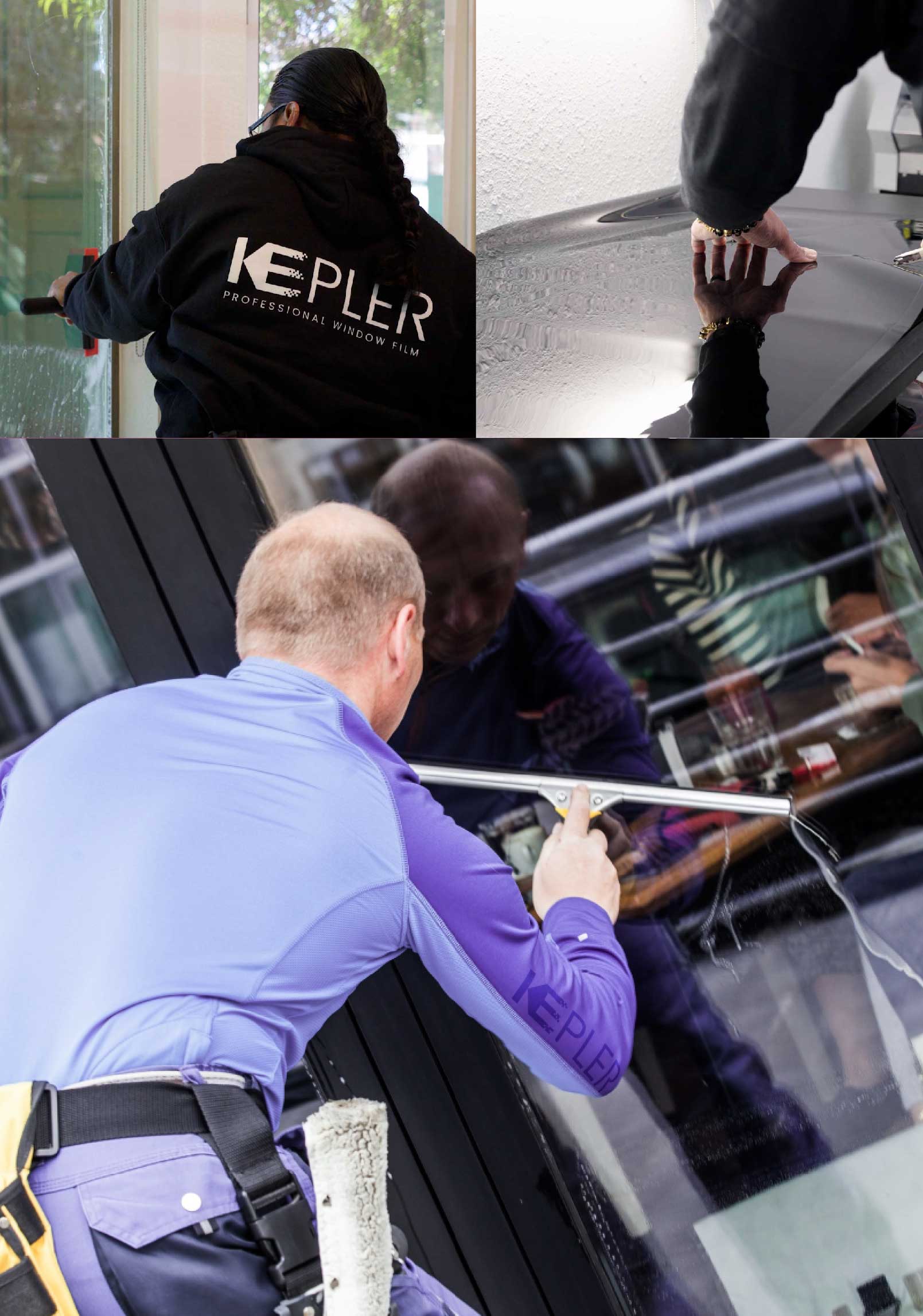 Kepler Professional Applying Anti-Graffiti Window Film to a Leland Shop Front