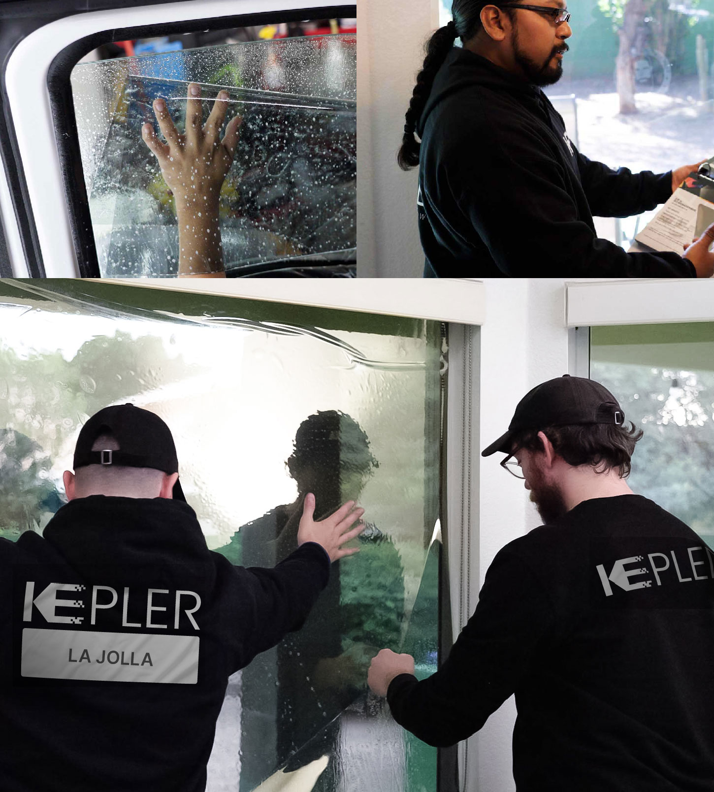 Kepler Technician Applying High-tech Window Tint to Home in La Jolla