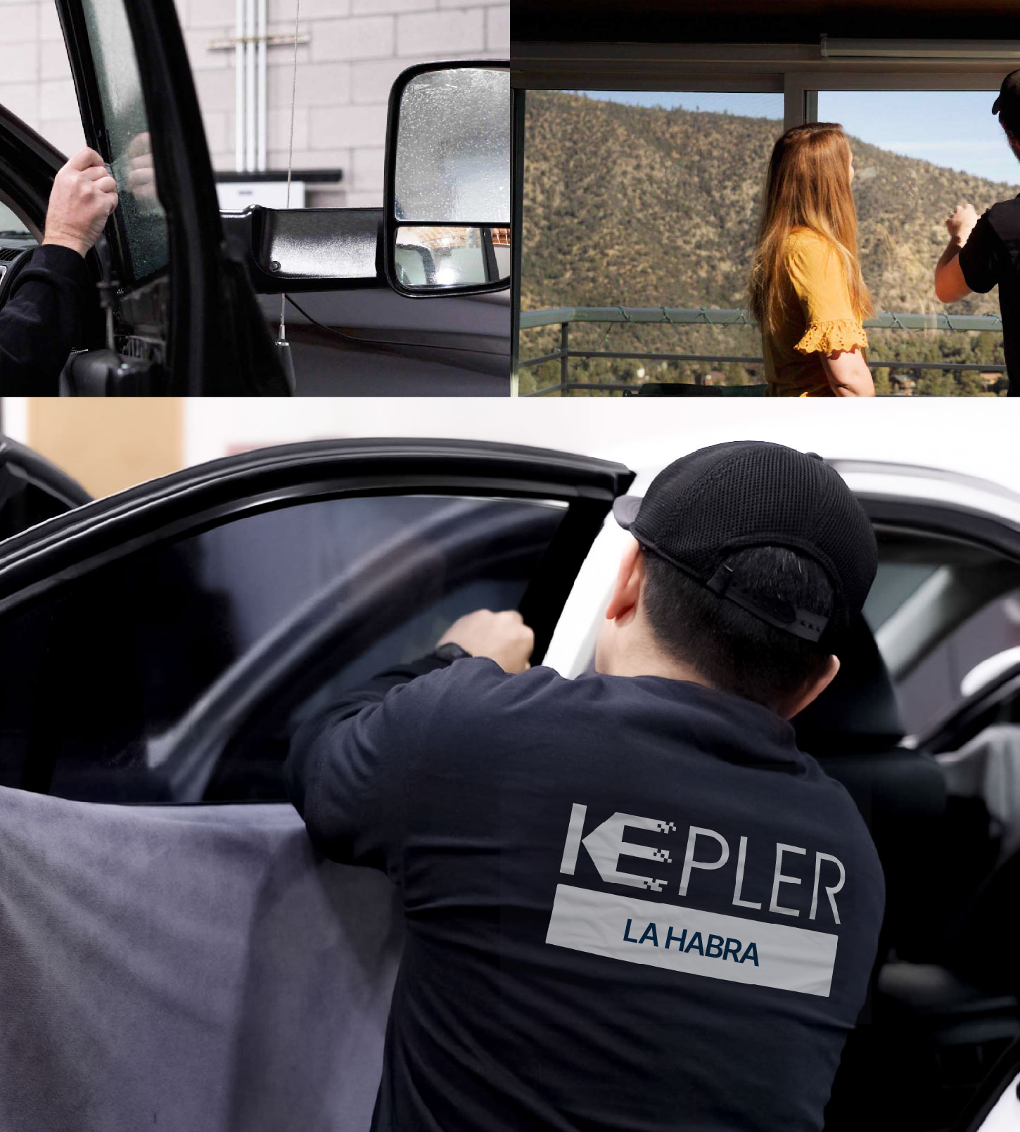 Automotive Window Tinting Expert Applying Film in La Habra, California