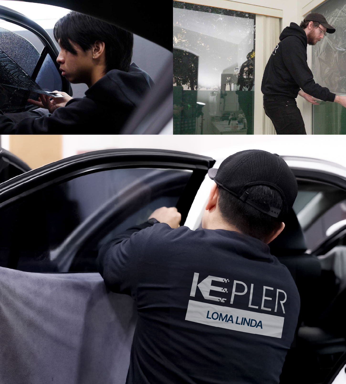 Automotive Window Tinting Expert Applying Film in Loma Linda, California