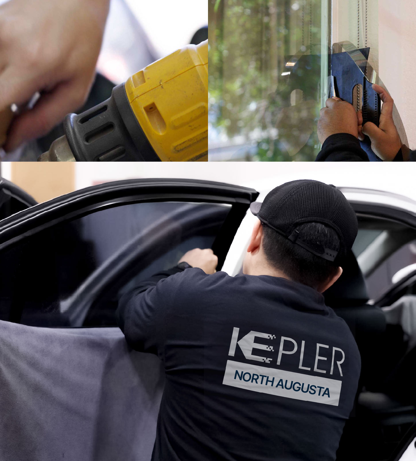 Automotive Window Tinting Expert Applying Film in North Augusta, South Carolina