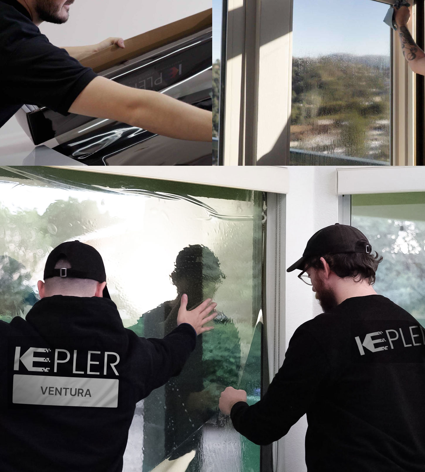 Expert Technician Fitting High-tech Window Tint to Home in Ventura