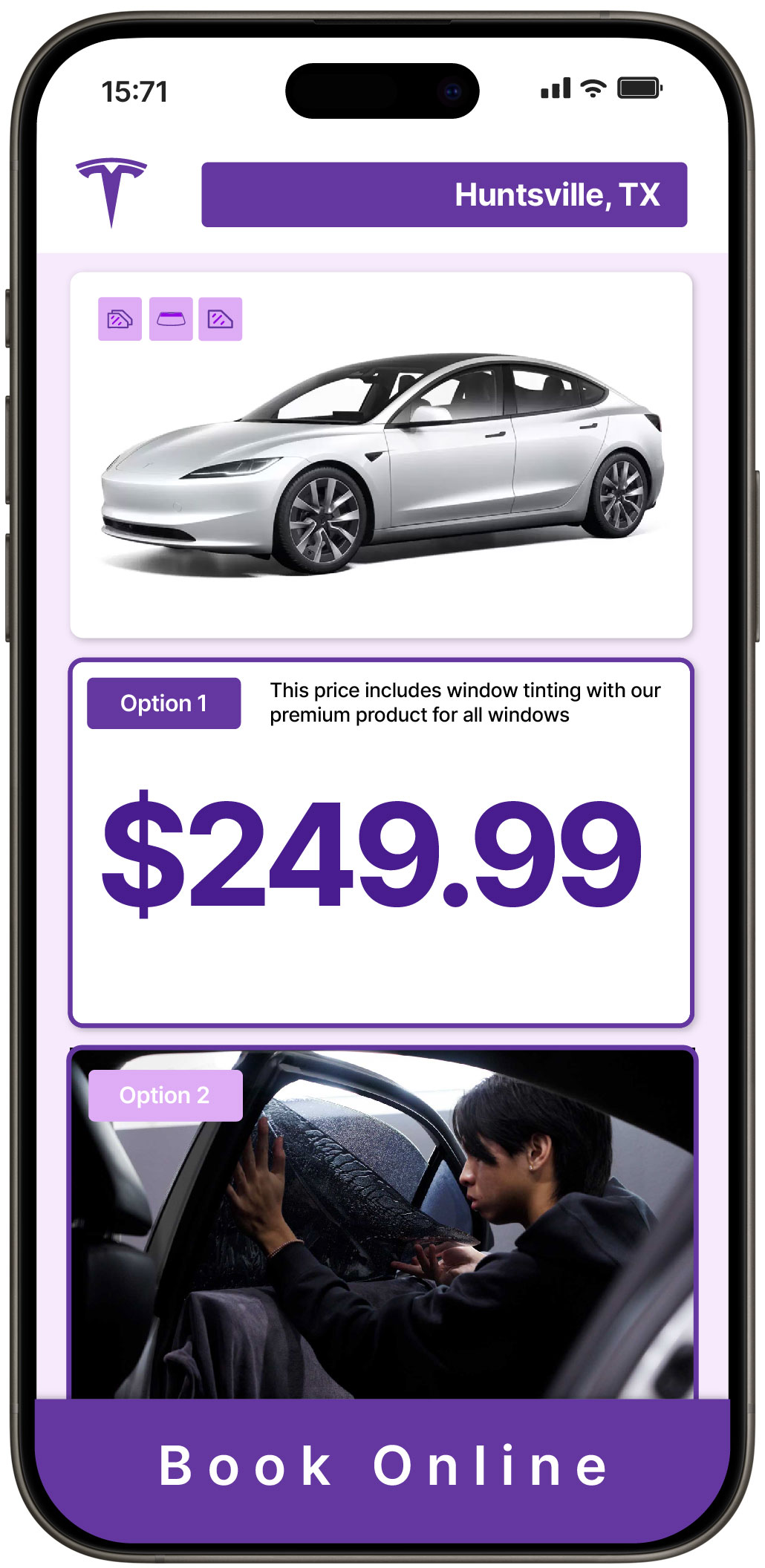 View Affordable Tesla Window Tinting Prices in Huntsville, Texas