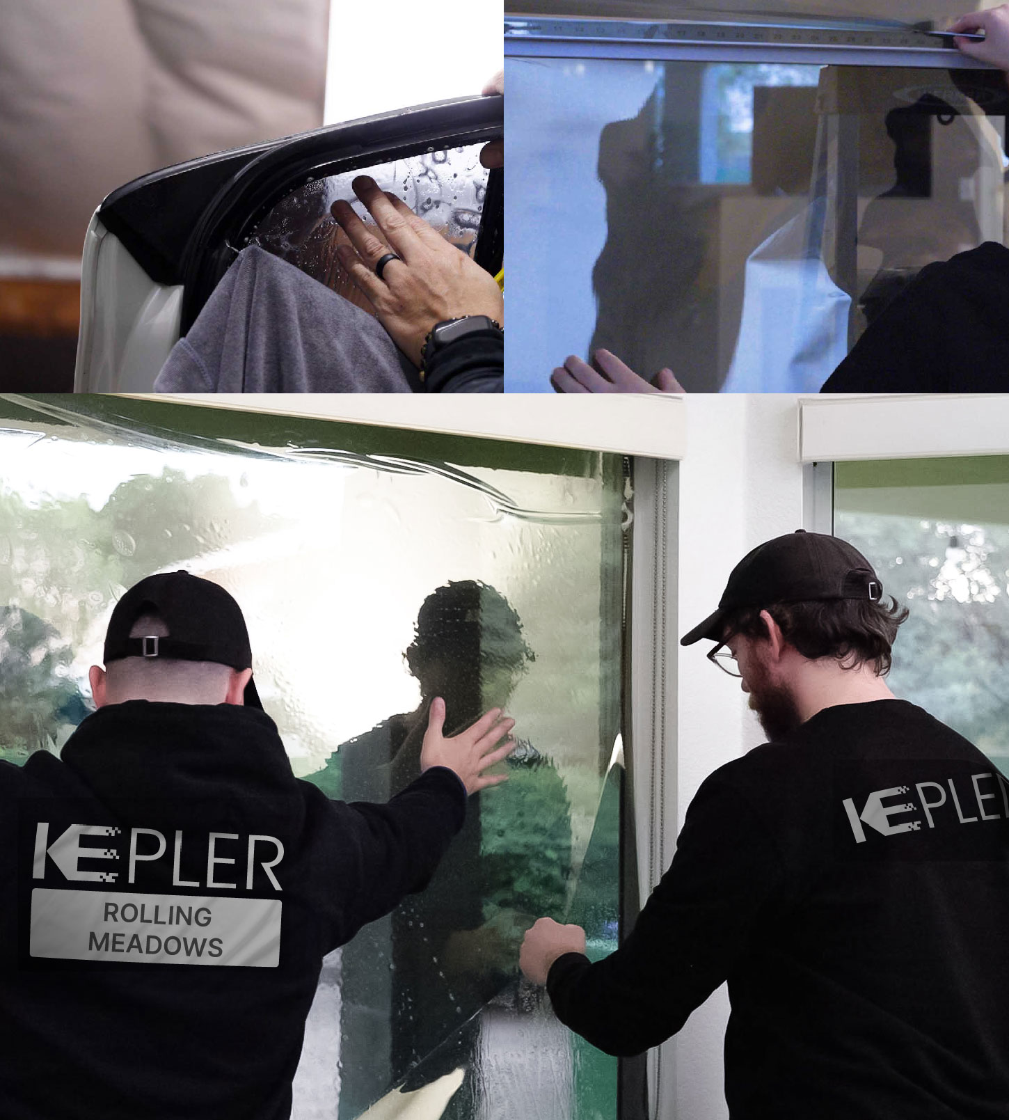 Kepler Technician Fitting High-tech Window Tint to Home in Rolling Meadows