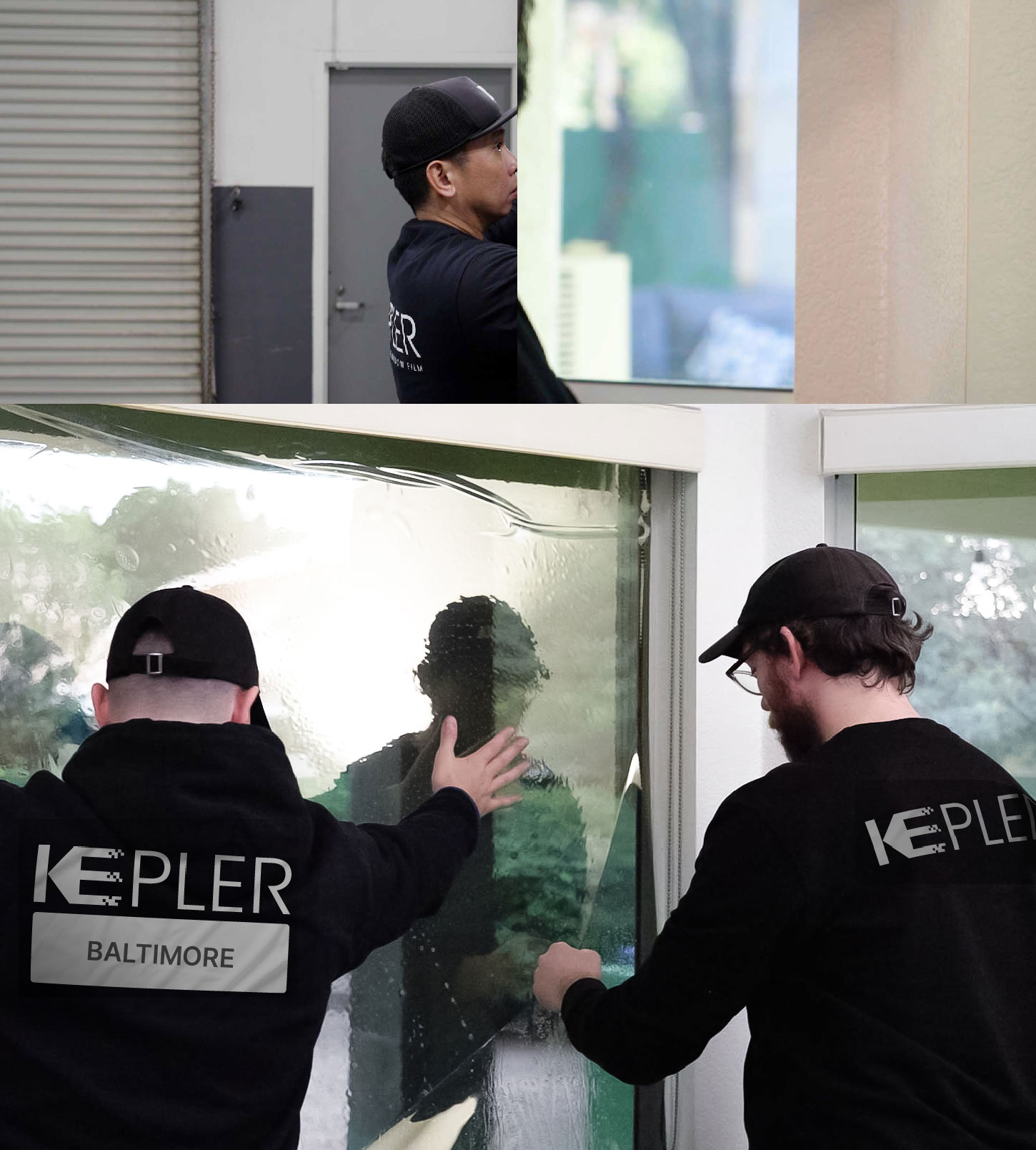 Expert Technician Installing High-tech Window Tint to Home in Baltimore