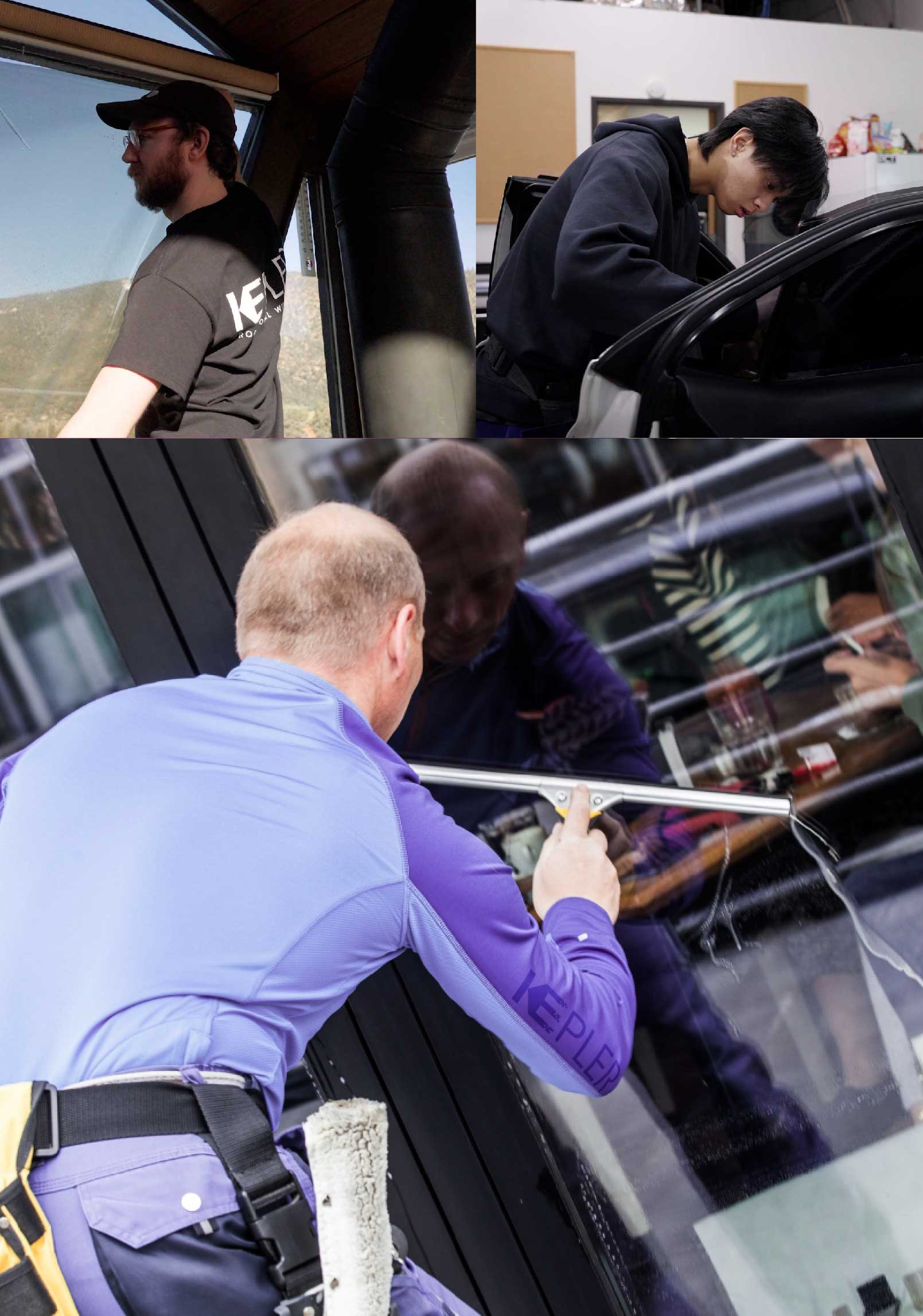 Kepler Expert Applying Anti-Graffiti Window Film to a Greenville Shop Front