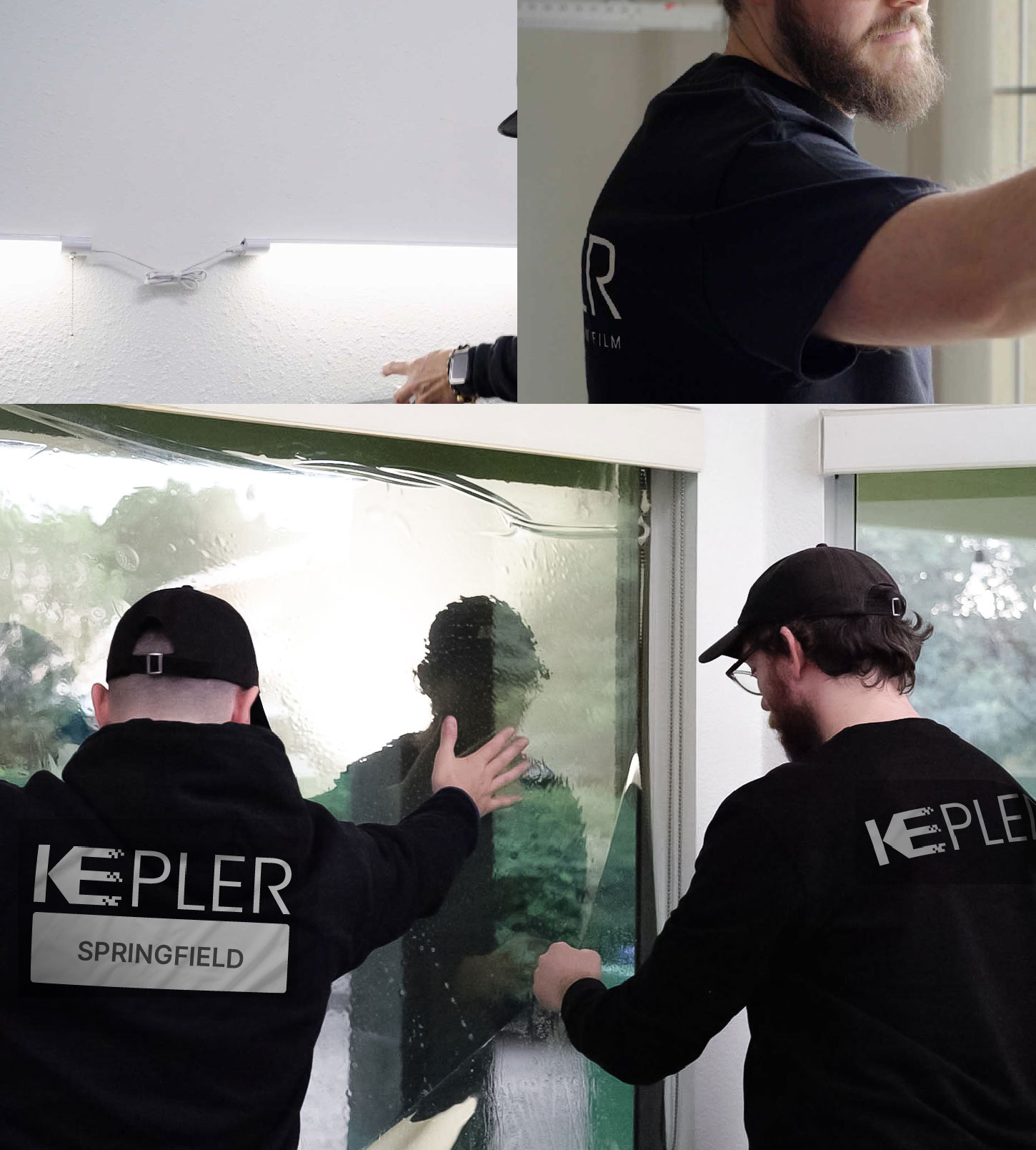 Expert Technician Fitting Advanced Window Tint to Home in Springfield