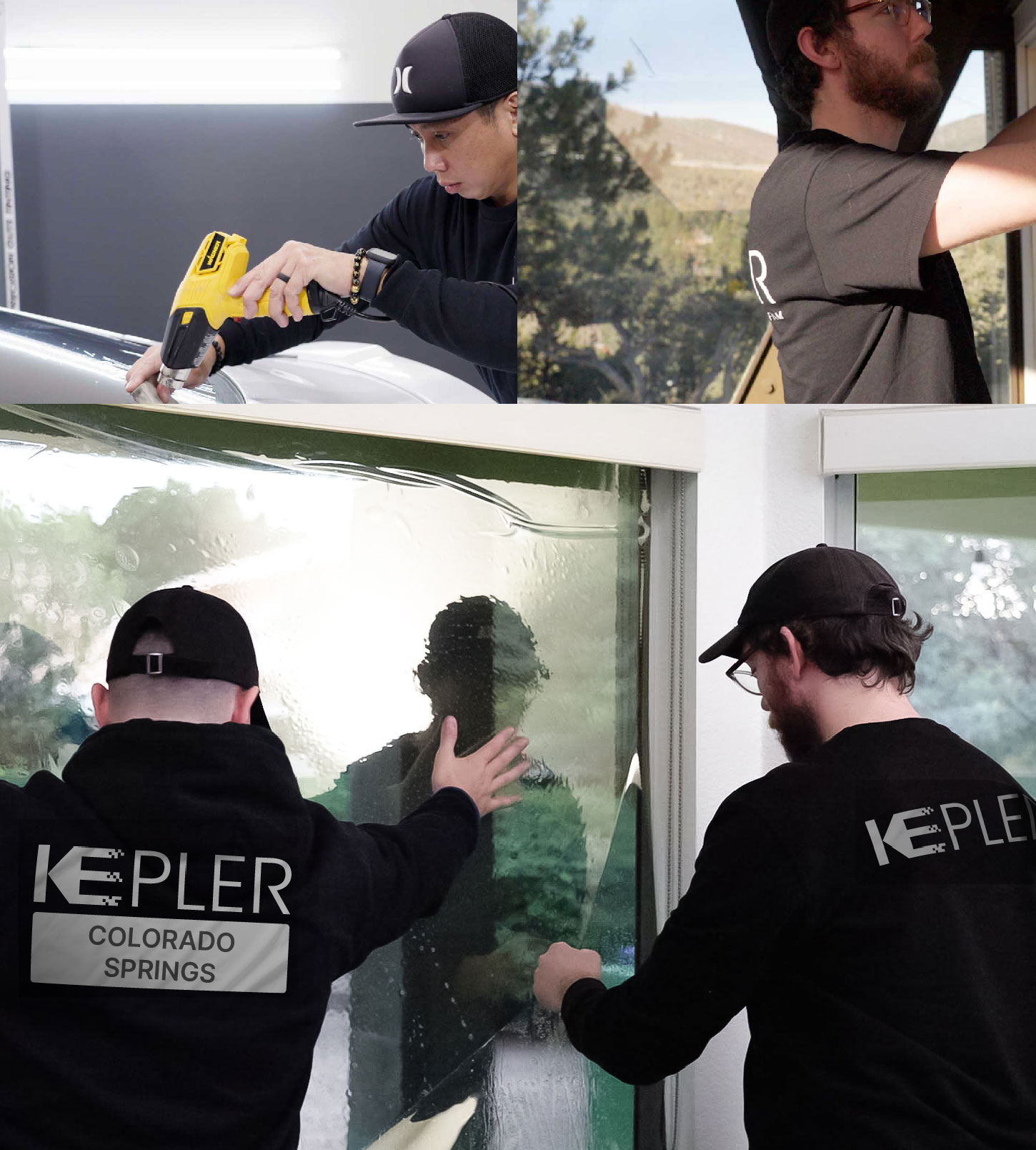 Kepler Technician Applying Advanced Window Tint to Home in Colorado Springs