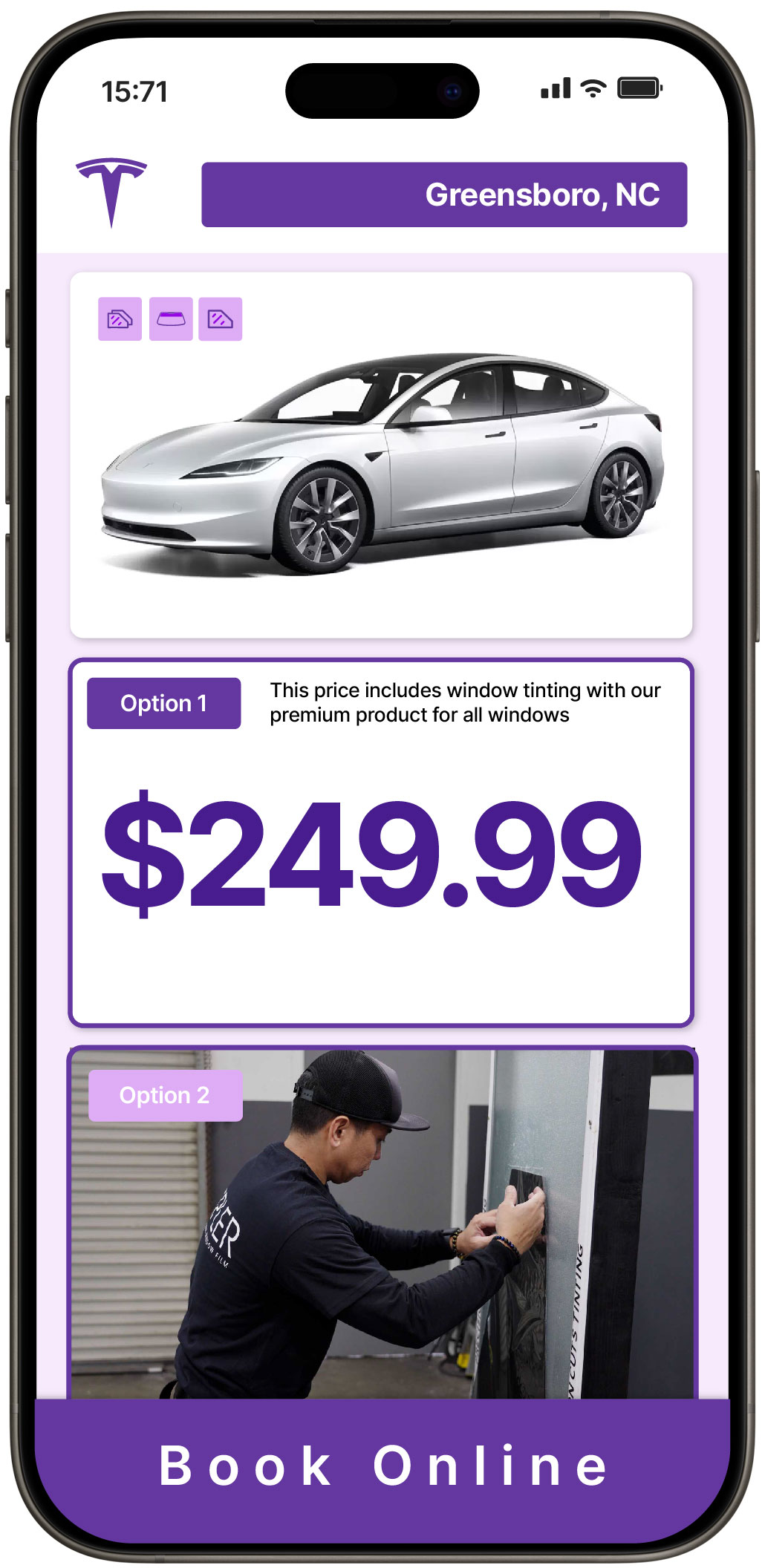 View Reasonable Tesla Window Tinting Rates in Greensboro, North Carolina