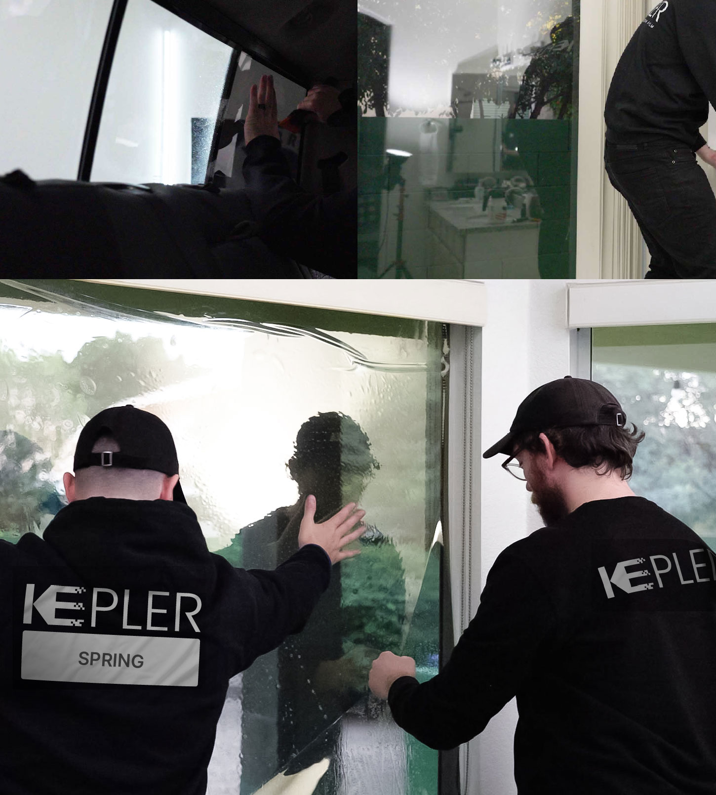 Expert Technician Fitting Advanced Window Tint to Home in Spring