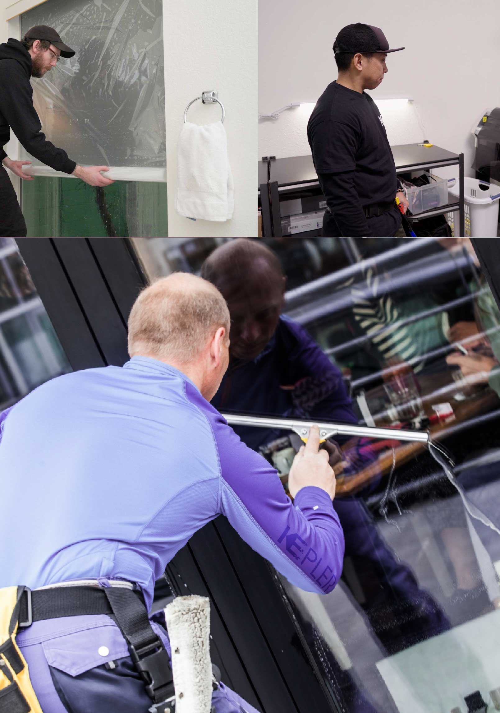 Kepler Professional Applying Anti-Graffiti Window Film to a Terrell Shop Front